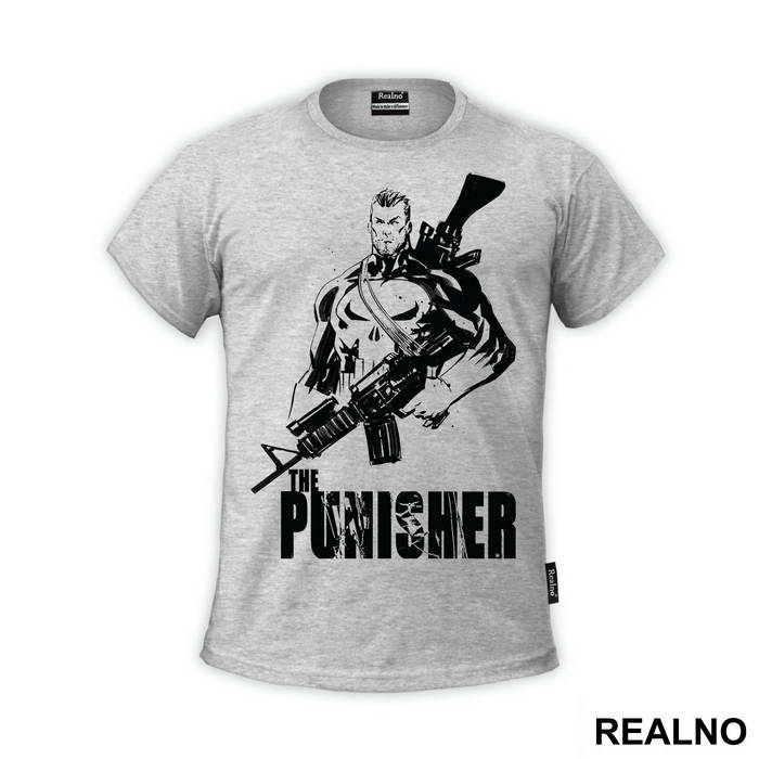Man, Gun And Logo - Punisher - Majica
