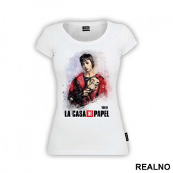 Tokio - Tokyo Short Hair Holding Mask - La Casa de Papel - Money Heist - Majica