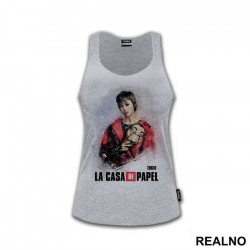 Tokio - Tokyo Short Hair Holding Mask - La Casa de Papel - Money Heist - Majica