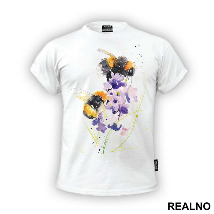 Bees And Purple Flowers - Art - Majica
