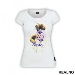 Bees And Purple Flowers - Art - Majica