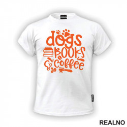 Dogs, Books, Coffee - Red - Books - Čitanje - Knjige - Majica