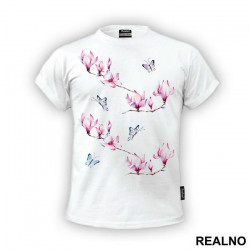 Magnolia And Butterflies - Art - Majica Magnolia And Butterflies - Art - Majica