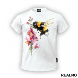 Pink Flower And Bee - Art - Majica Pink Flower And Bee - Art - Majica