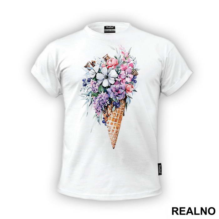 Ice Cream With Flowers - Art - Majica