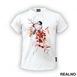 Sparrow And Red Berries - Art - Majica