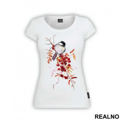 Sparrow And Red Berries - Art - Majica