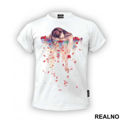 Red Petals And A Girl - Art - Majica