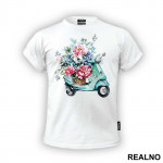 Flowers And Motorcycle - Art - Majica