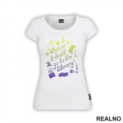 When In Doubt Go To The Library - Yellow And Purple - Books - Čitanje - Knjige - Majica