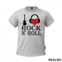 I Love Rock N' Roll - Guitar And Headphones - Muzika - Majica