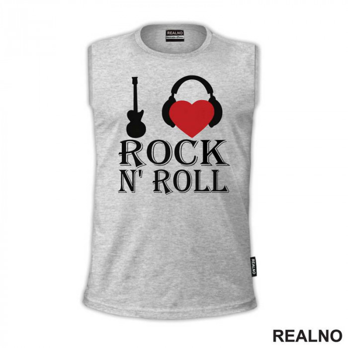 I Love Rock N' Roll - Guitar And Headphones - Muzika - Majica
