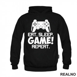 Eat, Sleep, Game, Repeat - Joystick - Gamer - Geek - Duks