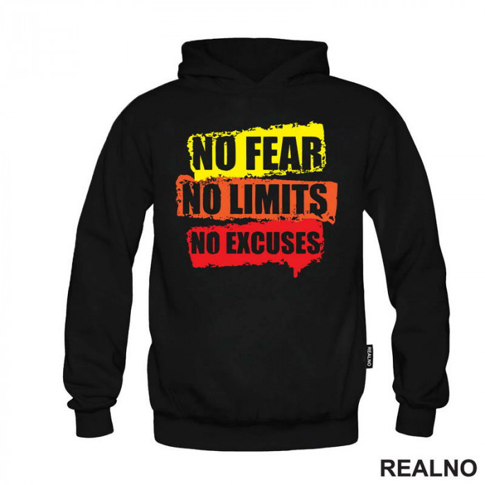 No Fear, No Limits, No Excuses - Orange - Motivation - Quotes - Duks