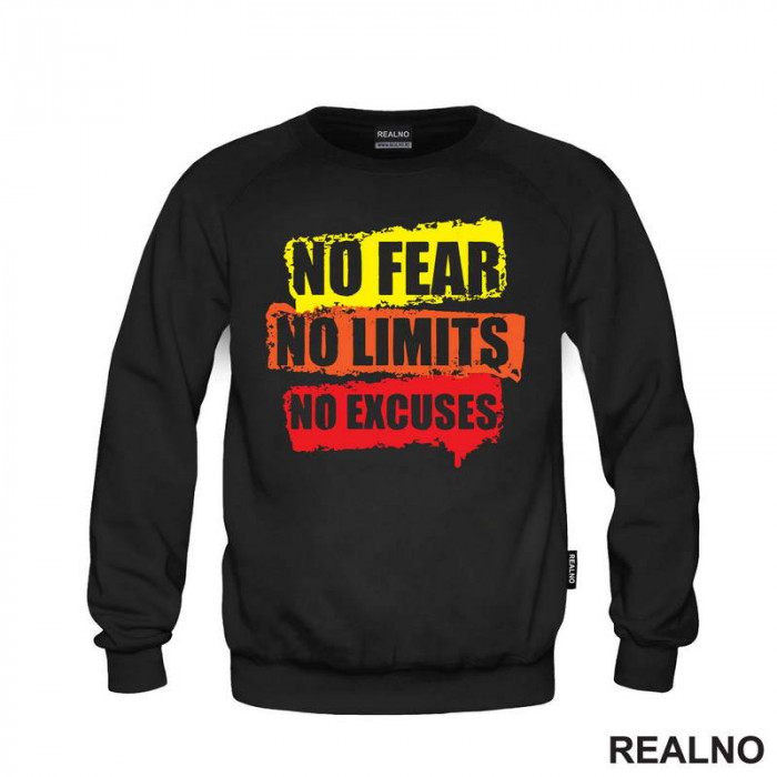 No Fear, No Limits, No Excuses - Orange - Motivation - Quotes - Duks