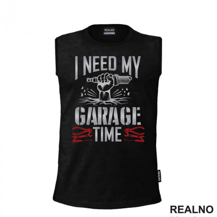 I Need My Garage Time - Red And Grey - Radionica - Majstor - Majica