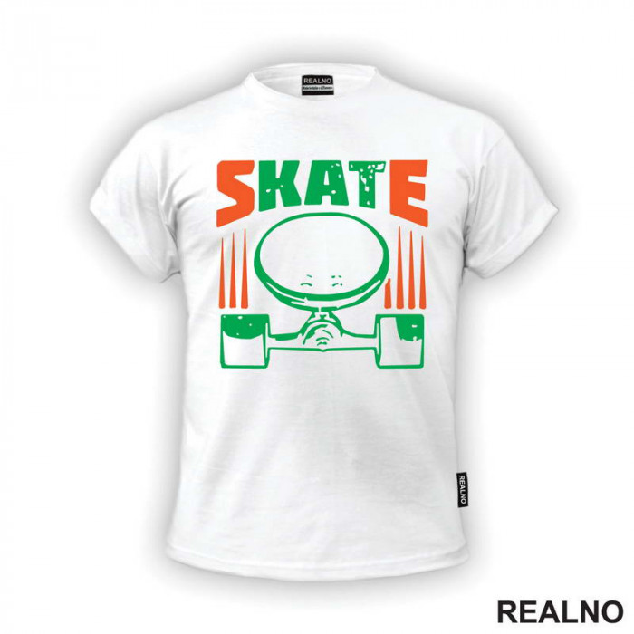 Skate - Green And Orange - Sport - Majica