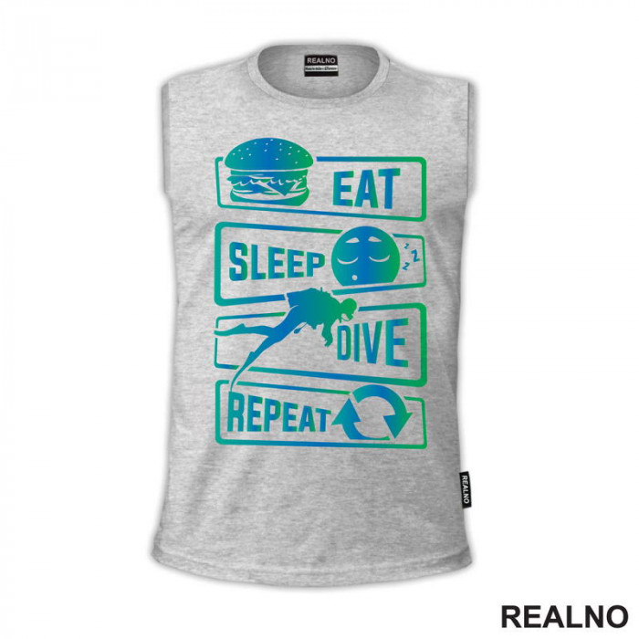 Eat, Sleep, Dive, Repeat - Symbols - Diving - Ronjenje - Majica