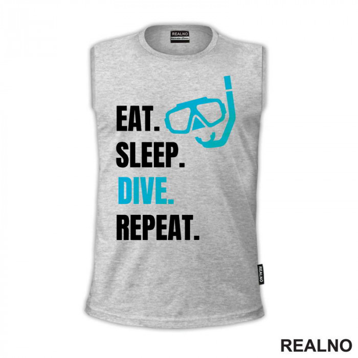 Eat, Sleep, Dive, Repeat - Blue - Diving - Ronjenje - Majica