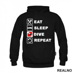 Eat, Sleep, Dive, Repeat - Red - Diving - Ronjenje - Duks Eat, Sleep, Dive, Repeat - Red - Diving - Ronjenje - Duks