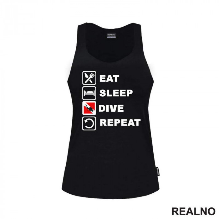 Eat, Sleep, Dive, Repeat - Red - Diving - Ronjenje - Majica