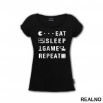 Eat, Sleep, Game, Repeat - Symbols - Pacman - Geek - Majica