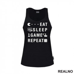 Eat, Sleep, Game, Repeat - Symbols - Pacman - Geek - Majica