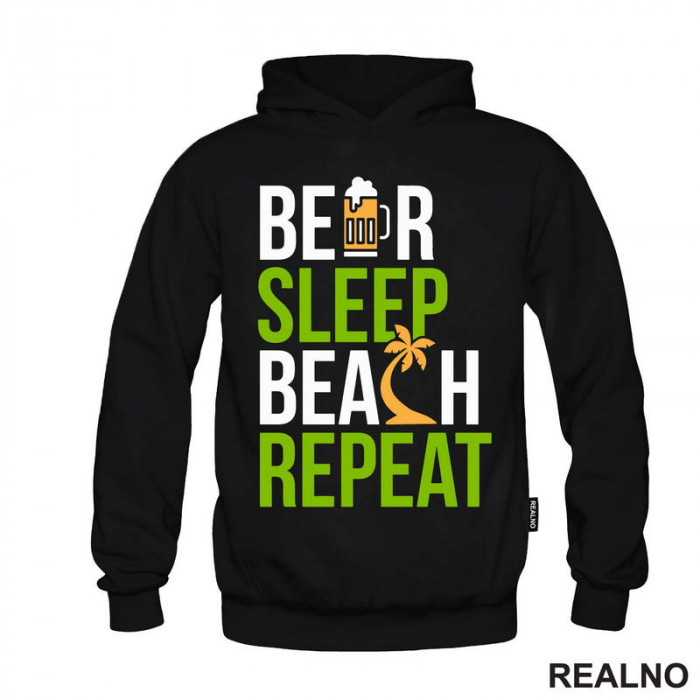 Beer, Sleep, Beach, Repeat - Colors - Humor - Duks