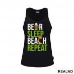Beer, Sleep, Beach, Repeat - Colors - Humor - Majica