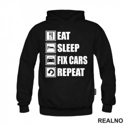 Eat, Sleep, Fix Cars, Repeat - Symbols - Radionica - Majstor - Duks