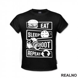 Eat, Sleep, Shoot, Repeat - Symbols - Photography - Majica