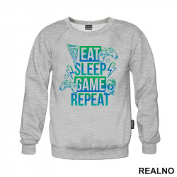 Eat, Sleep, Game, Repeat - Pizza And Energy - Geek - Duks Eat, Sleep, Game, Repeat - Pizza And Energy - Geek - Duks