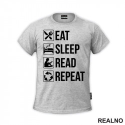 Eat, Sleep, Read, Repeat - Symbols - Books - Čitanje - Majica
