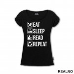 Eat, Sleep, Read, Repeat - Symbols - Books - Čitanje - Majica