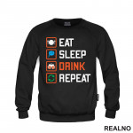 Eat, Sleep, Drink, Repeat - Symbols - Humor - Duks