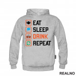 Eat, Sleep, Drink, Repeat - Symbols - Humor - Duks