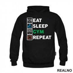 Eat, Sleep, Gym, Repeat - Green, Orange And Blue Symbols - Trening - Duks Eat, Sleep, Gym, Repeat - Green, Orange And Blue Symbols - Trening - Duks