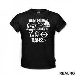 Sun Rays Boat Waves & Lake Days - Kampovanje - Priroda - Nature - Majica