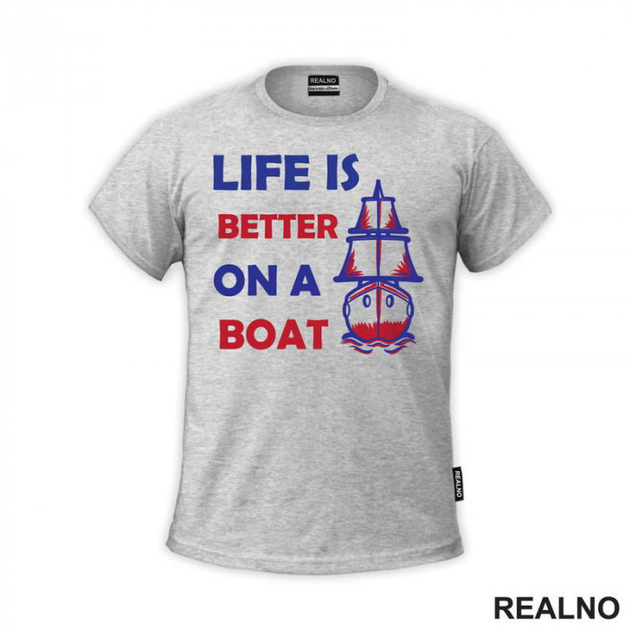 Life Is Better On A Boat Red - Kampovanje - Priroda - Nature - Majica