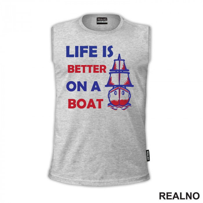 Life Is Better On A Boat Red - Kampovanje - Priroda - Nature - Majica