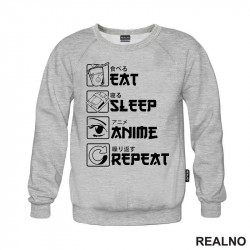 Eat, Sleep, Anime, Repeat - Symbols - Duks