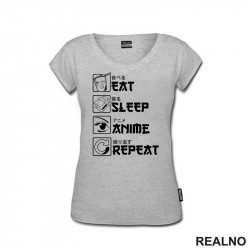 Eat, Sleep, Anime, Repeat - Symbols - Majica