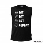 Eat, Eat, Eat, Repeat - Symbols - Humor - Hrana - Food - Majica