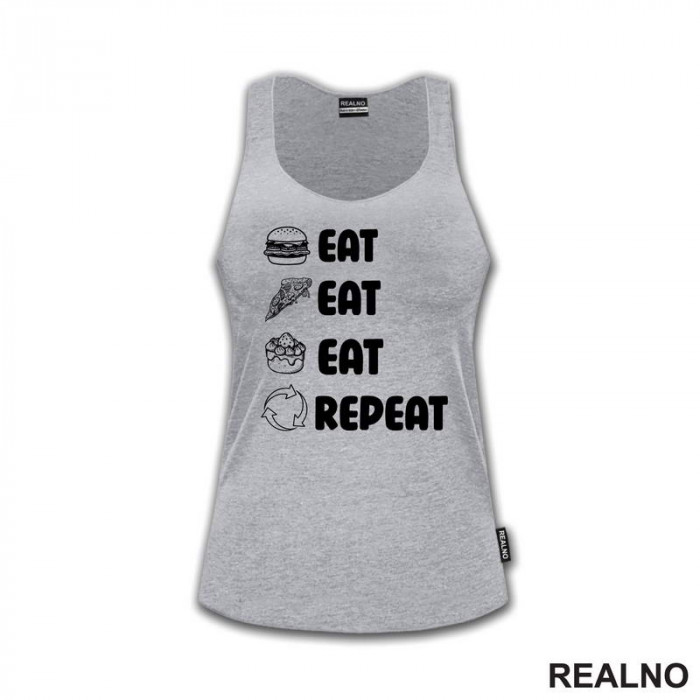 Eat, Eat, Eat, Repeat - Symbols - Humor - Hrana - Food - Majica