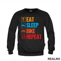 Eat, Sleep, Bike, Repeat - Colors - Symbols - Biciklovi - Bike - Duks Eat, Sleep, Bike, Repeat - Colors - Symbols - Biciklovi - Bike - Duks