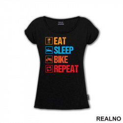 Eat, Sleep, Bike, Repeat - Colors - Symbols - Biciklovi - Bike - Majica