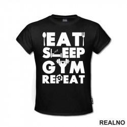 Eat, Sleep, Gym, Repeat - Dumbbell - Trening - Majica Eat, Sleep, Gym, Repeat - Dumbbell - Trening - Majica
