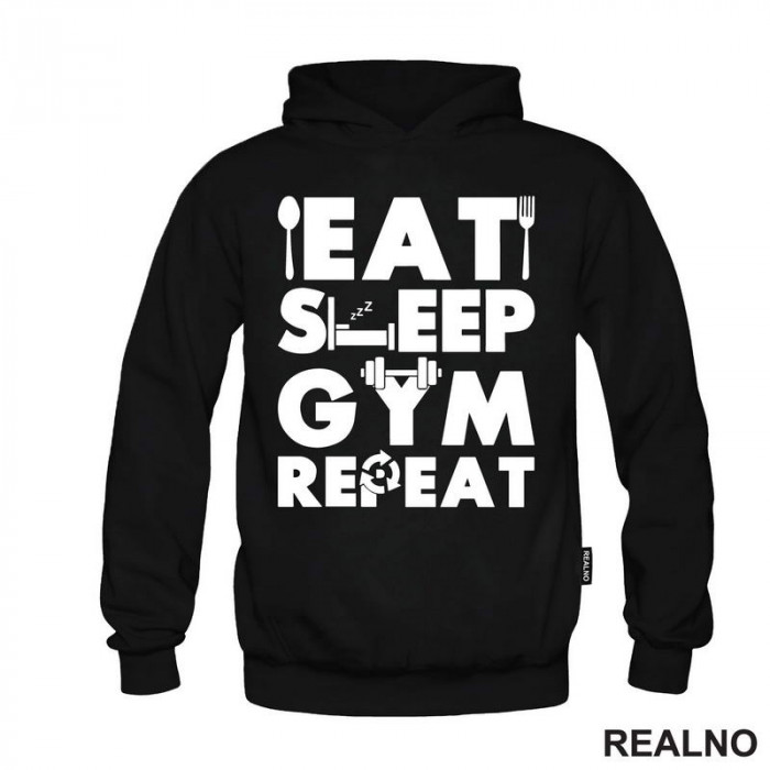 Eat, Sleep, Gym, Repeat - Dumbbell - Trening - Duks