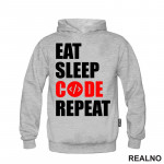 Eat, Sleep, Code, Repeat - Red - Geek - Duks