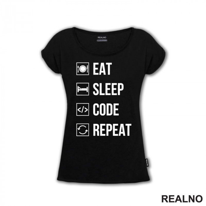 Eat, Sleep, Code, Repeat - Symbols - Geek - Majica